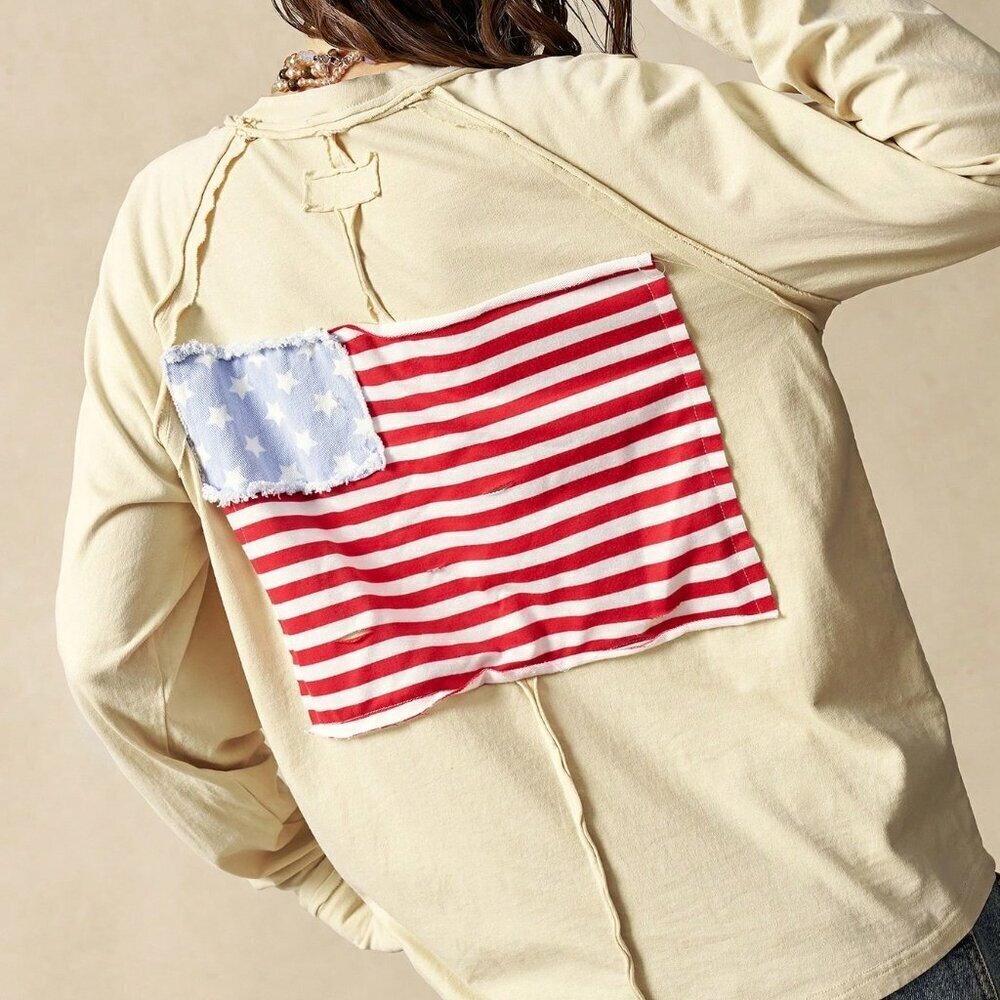 Apricot Casual Women's Patchwork Round Neck Long Sleeve Loose T-Shirt